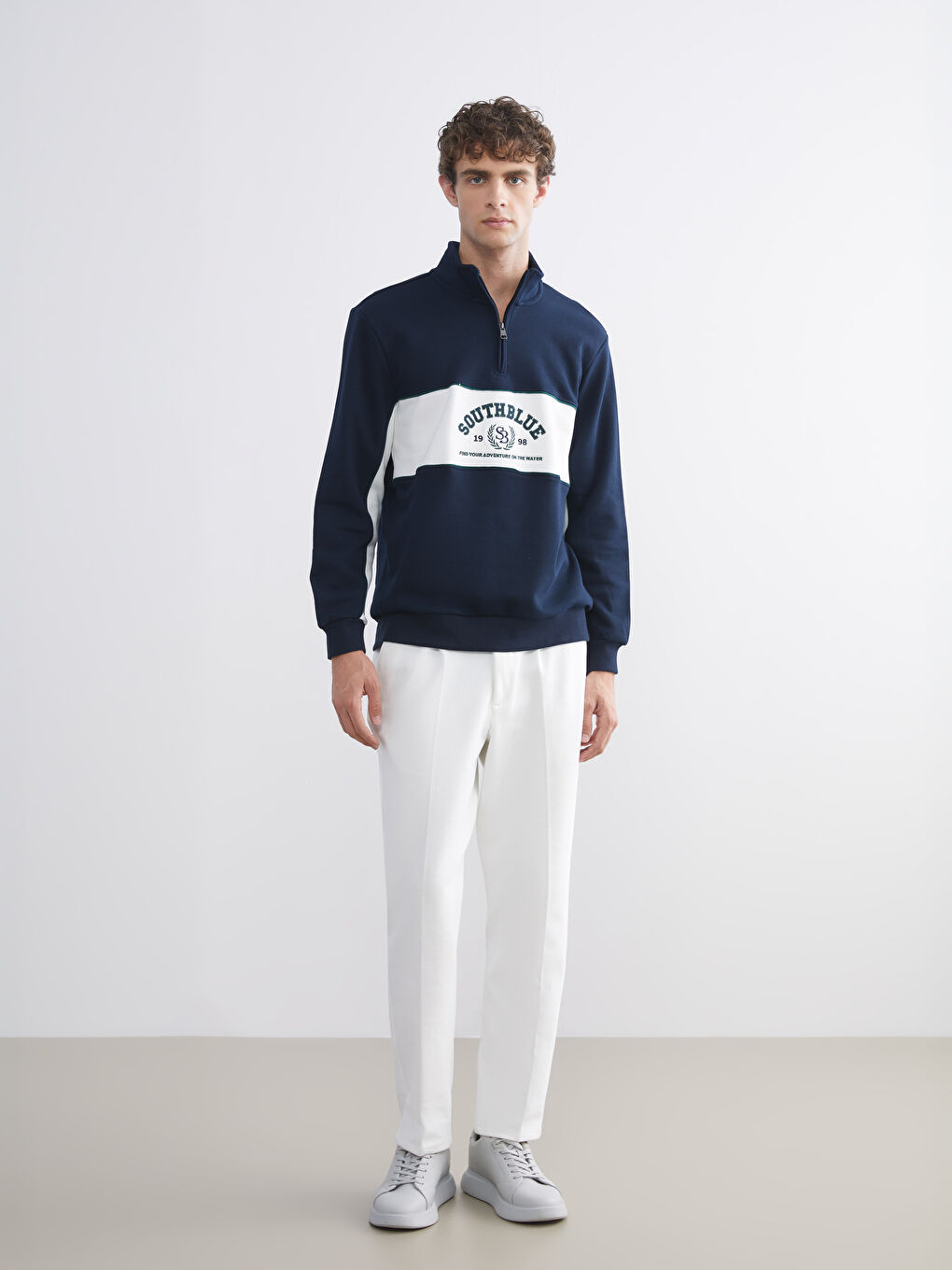 Funnel Neck Printed Men's Sweatshirt-1