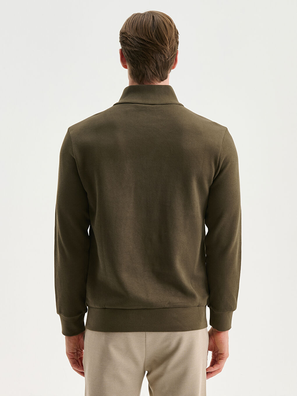 Zippered Funnel Neck Long Sleeve Men's Sweatshirt-3