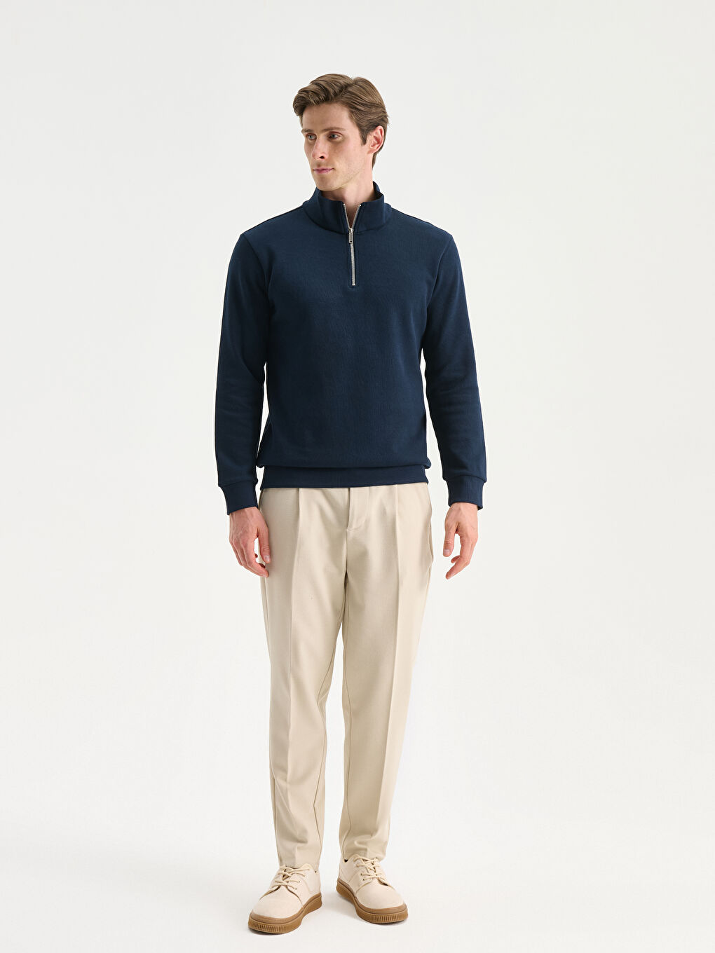 Zippered Funnel Neck Long Sleeve Men's Sweatshirt-1