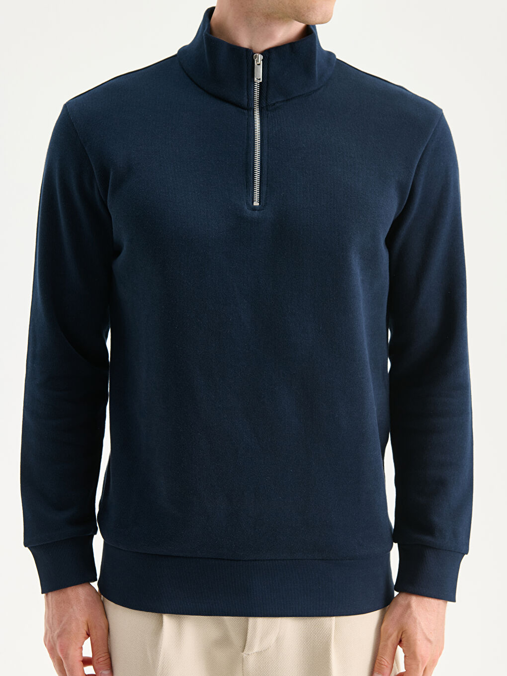 Zippered Funnel Neck Long Sleeve Men's Sweatshirt-2