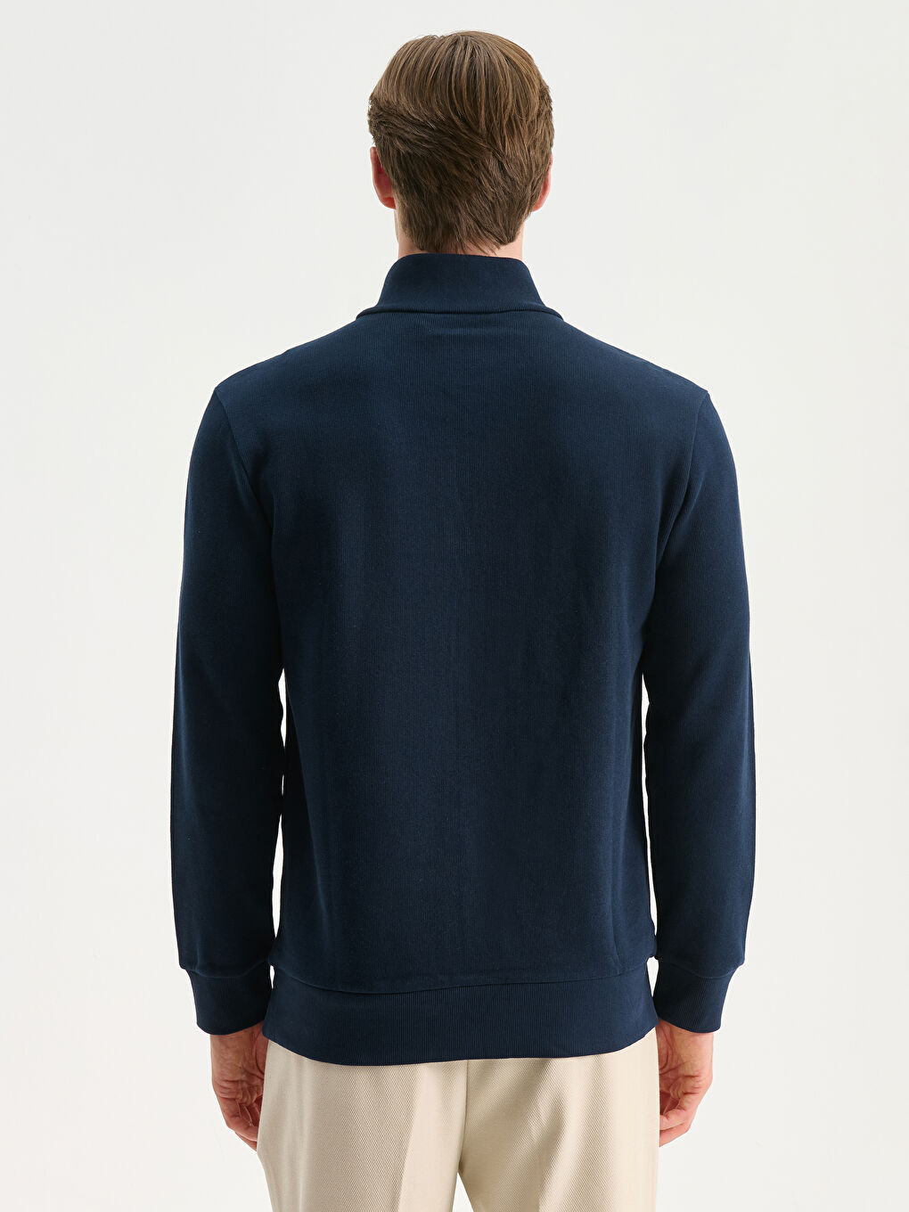 Zippered Funnel Neck Long Sleeve Men's Sweatshirt-3