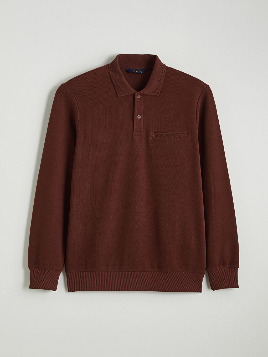 Kahverengi Polo Yaka Erkek Sweatshirt-4