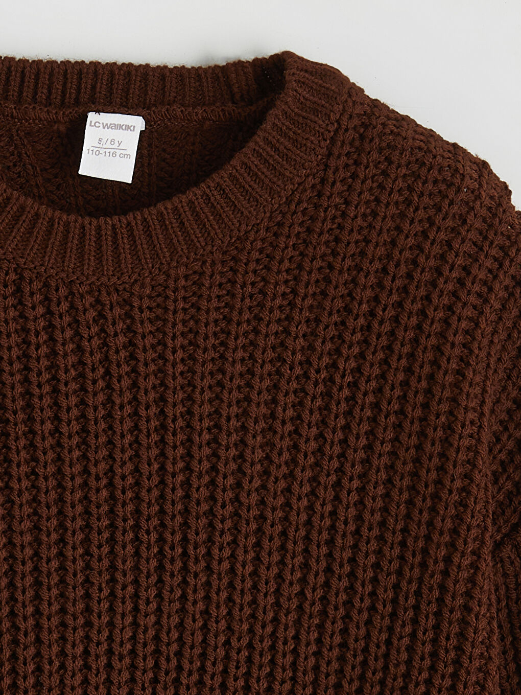 Kahverengi Bisiklet Yaka Triko Erkek Çocuk Kazak-1