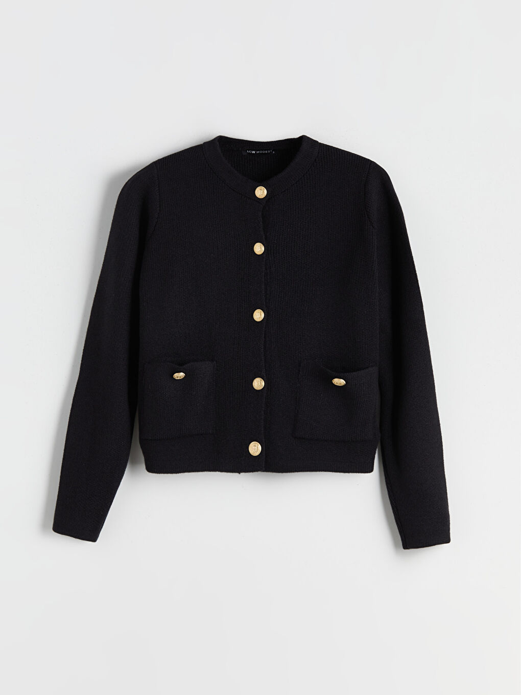 Siyah Bisiklet Yaka Kadın Triko Hırka-4