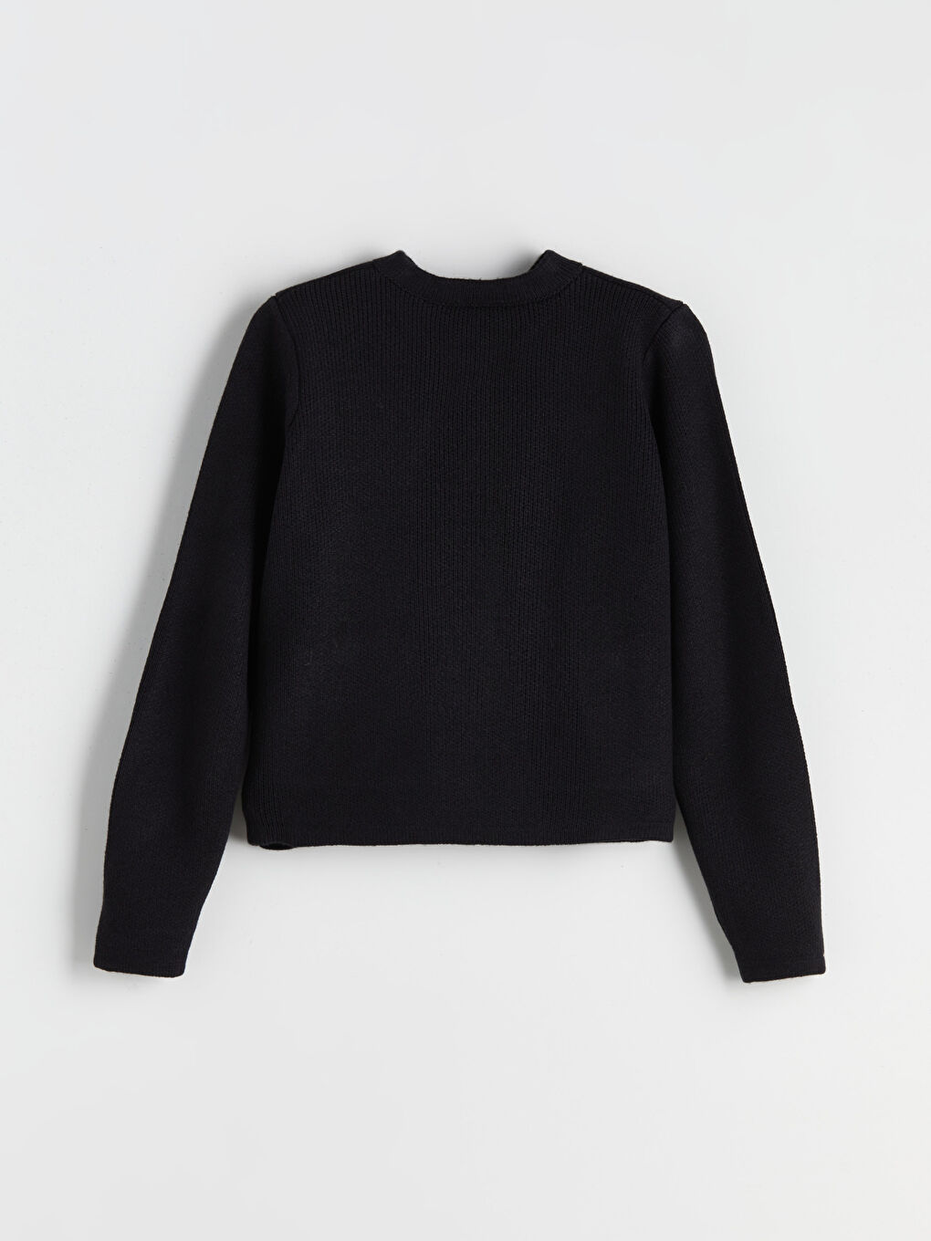 Siyah Bisiklet Yaka Kadın Triko Hırka-5