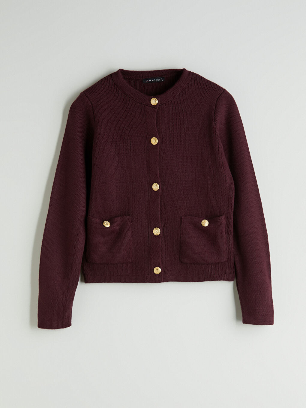 Mürdüm Bisiklet Yaka Kadın Triko Hırka-5