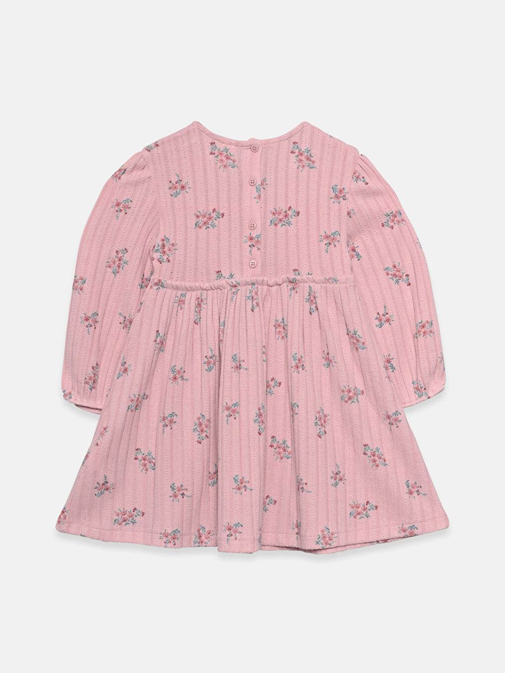 Crew Neck Long Sleeve Floral Print Girls' Dress-1