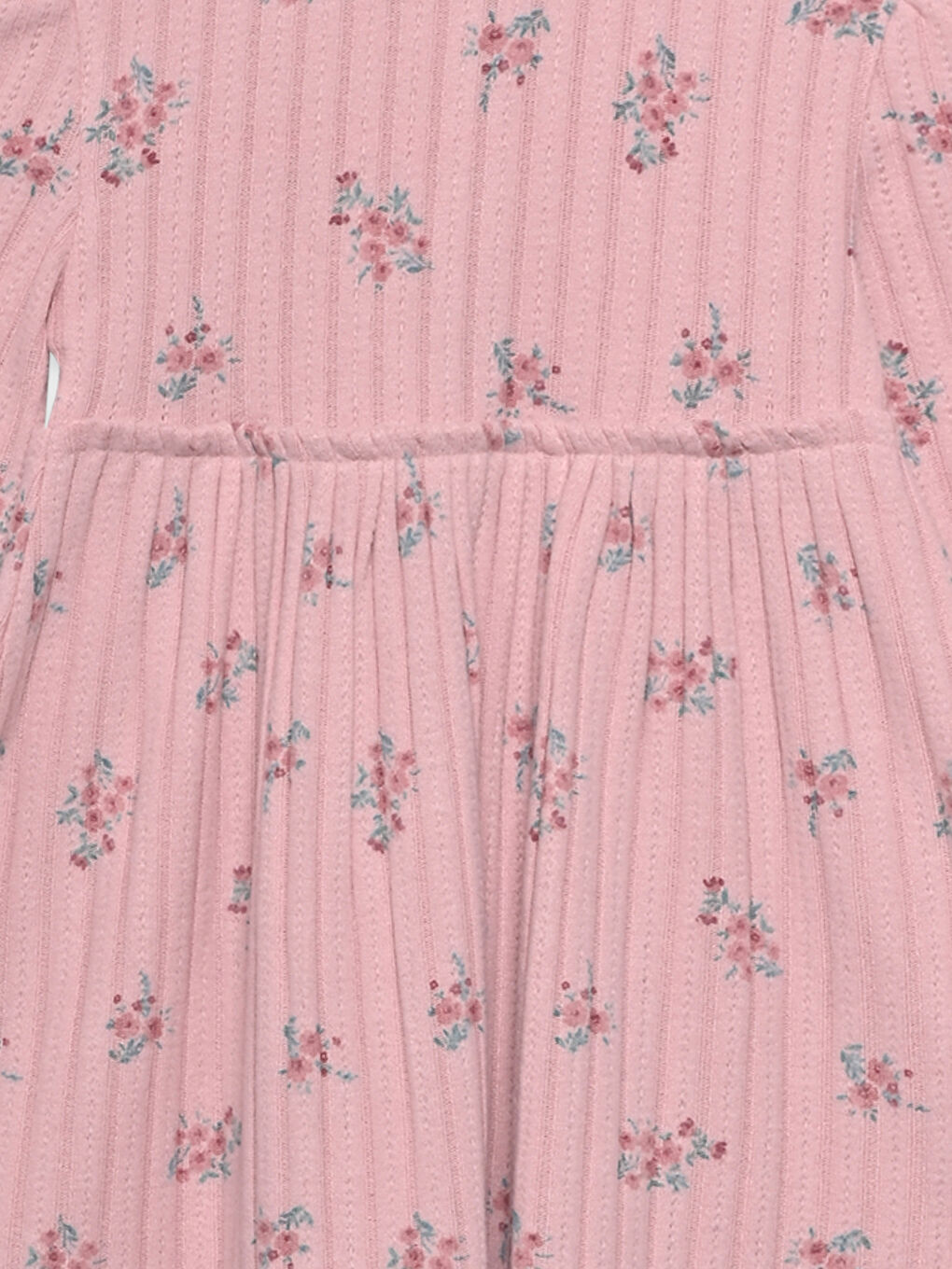 Crew Neck Long Sleeve Floral Print Girls' Dress-2