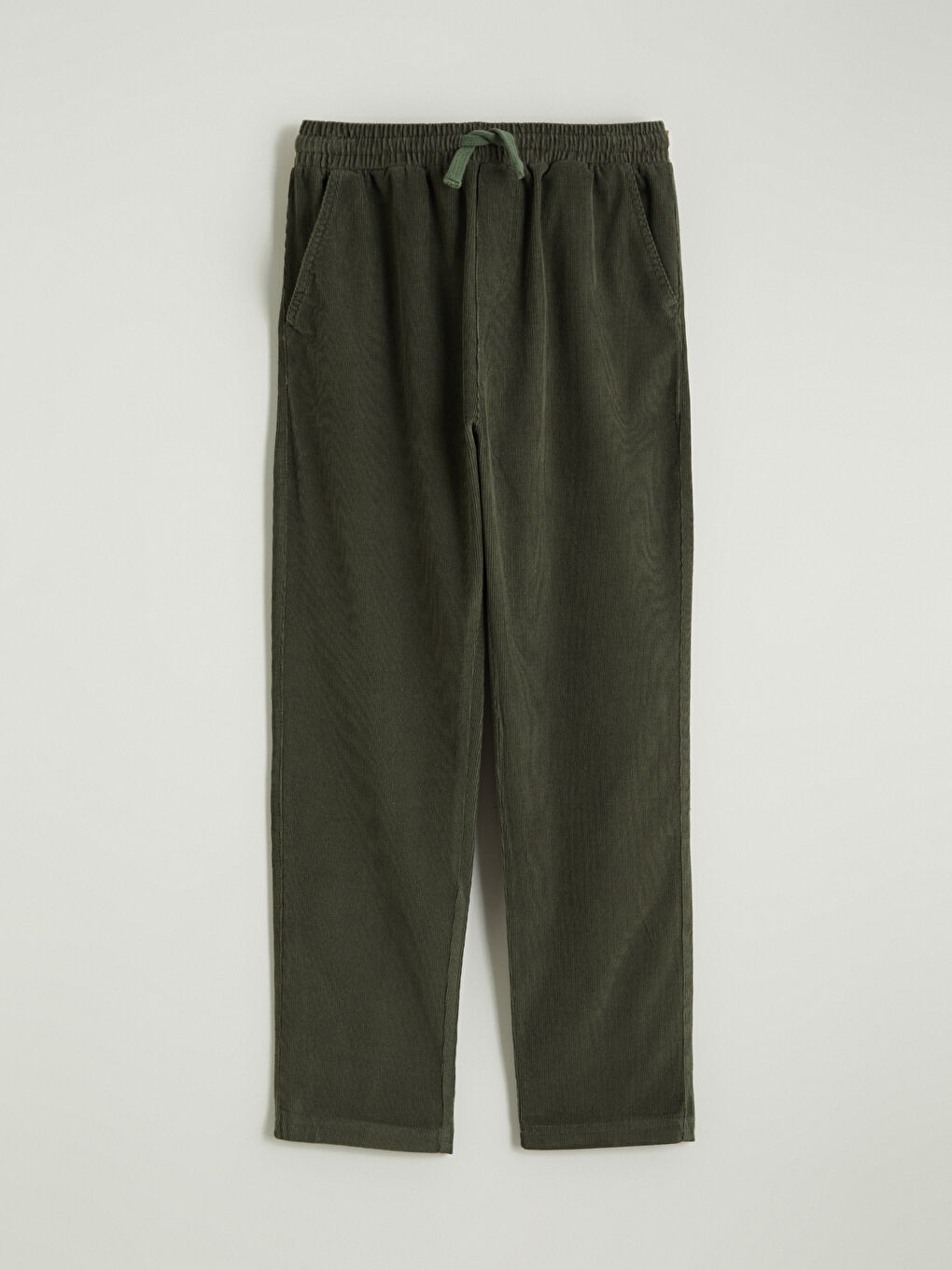 Yeşil Beli Lastikli Kadife Erkek Çocuk Pantolon-1