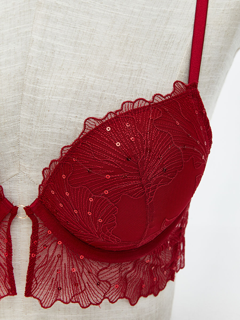 Žičani podstavljeni čipkasti elegantni grudnjak-2