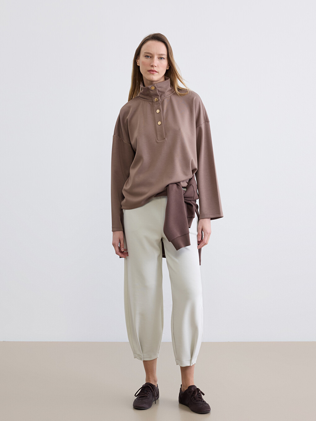 LCW Vision Mock Neck Oversize Women Sweatshirt - W5CL17Z8-H7H | LC