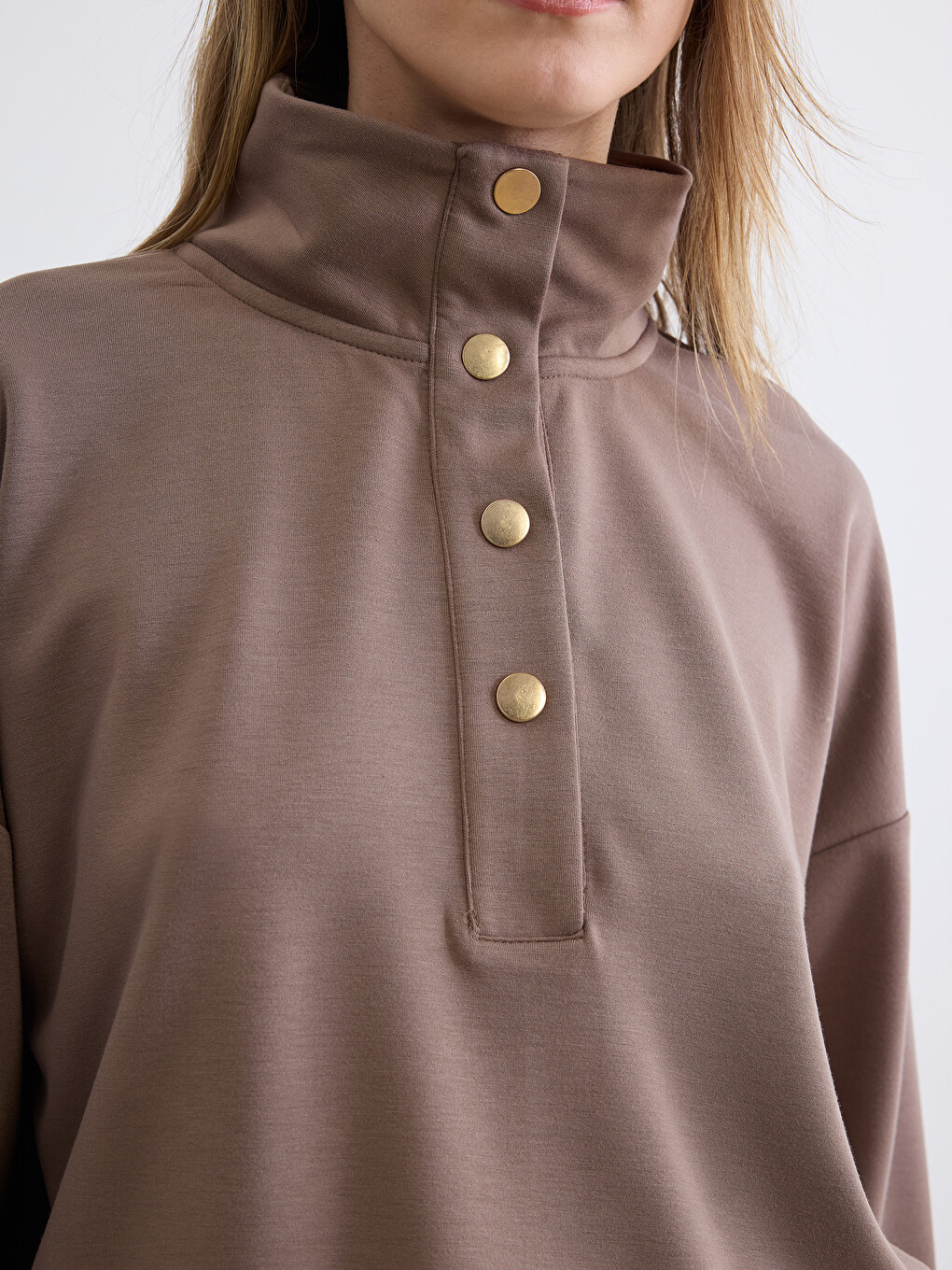 Mock Neck Oversize Women Sweatshirt-2