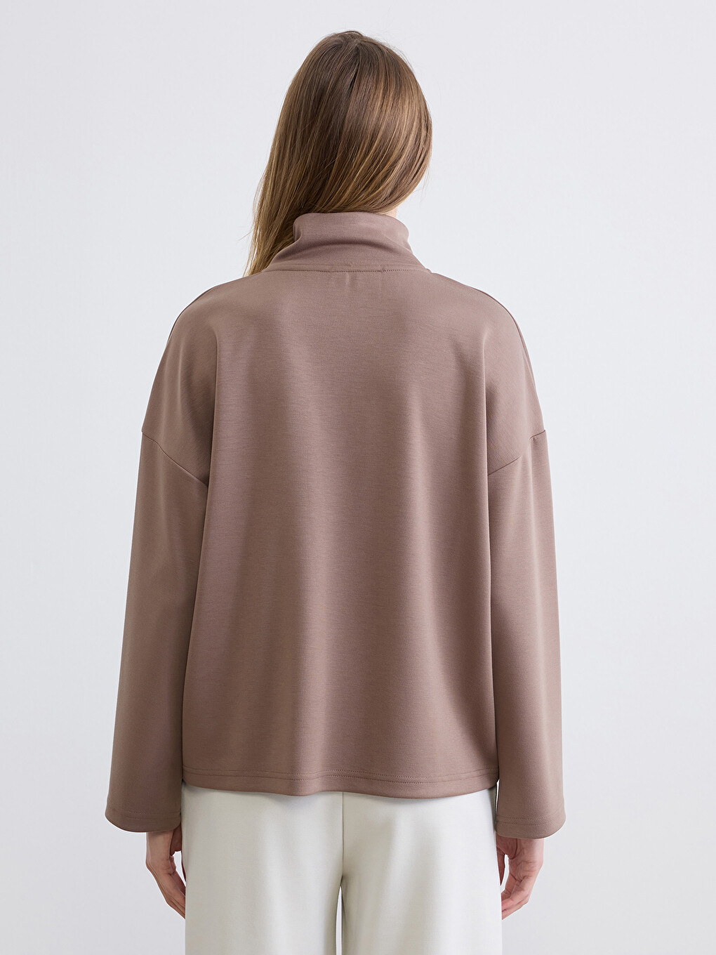 Mock Neck Oversize Women Sweatshirt-3