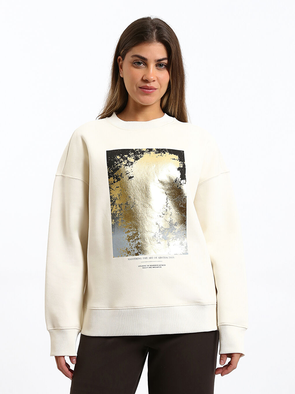 Crew Neck Printed Women's Thick Sweatshirt