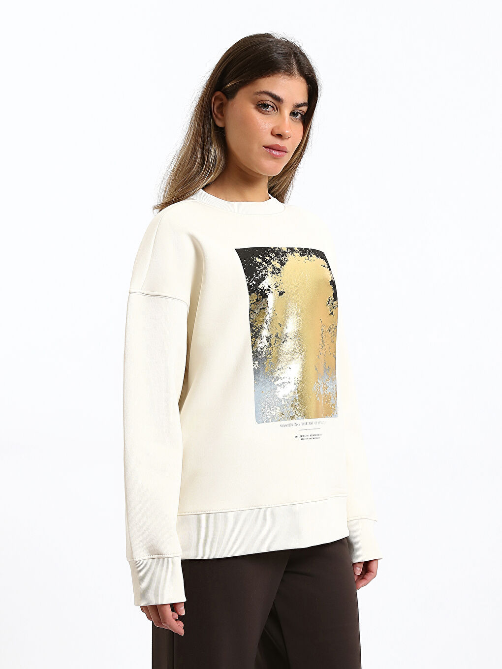 Crew Neck Printed Women's Thick Sweatshirt-7