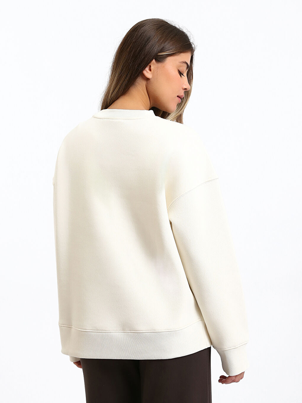 Crew Neck Printed Women's Thick Sweatshirt-8