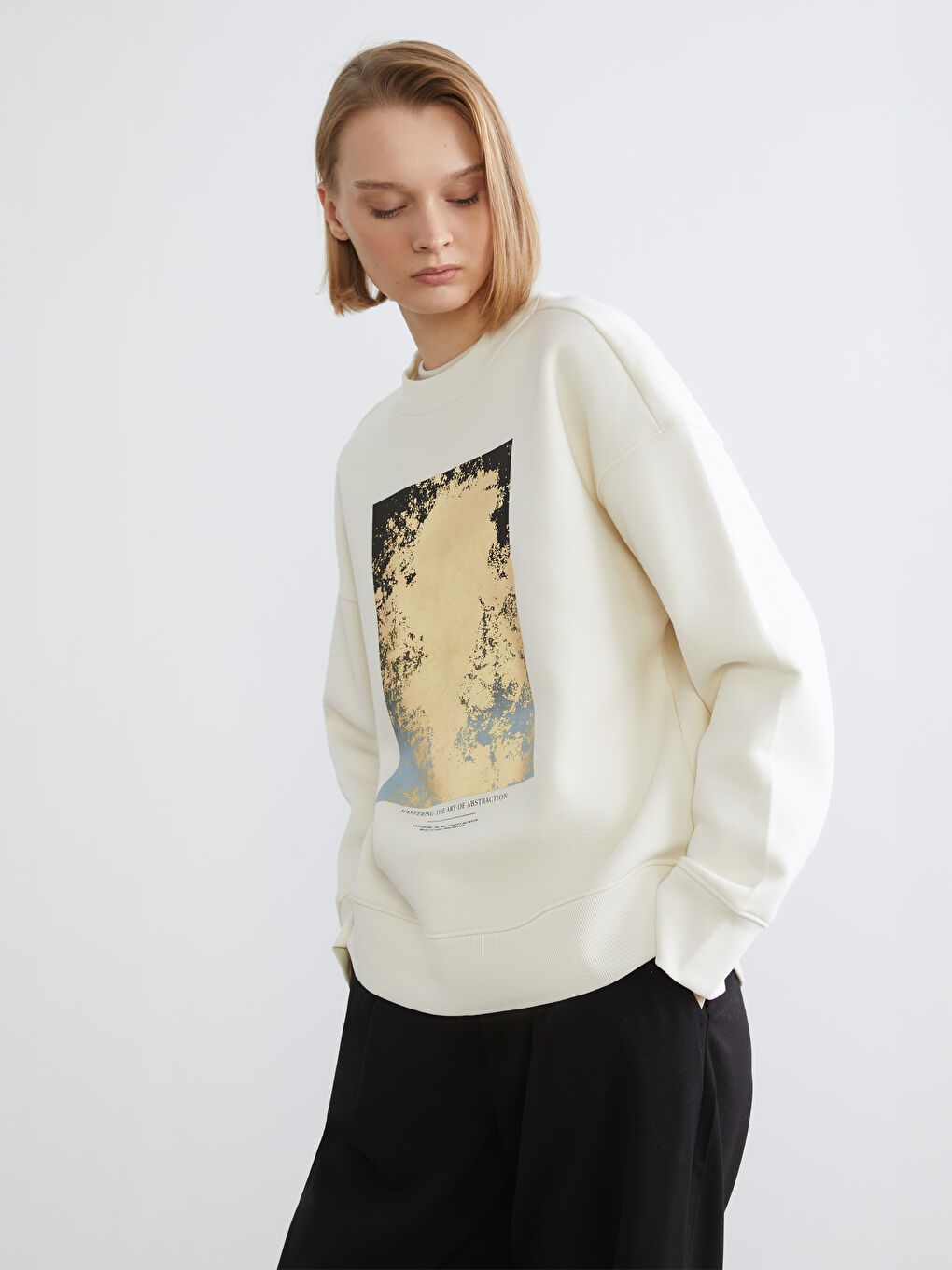 Crew Neck Printed Women's Thick Sweatshirt-1