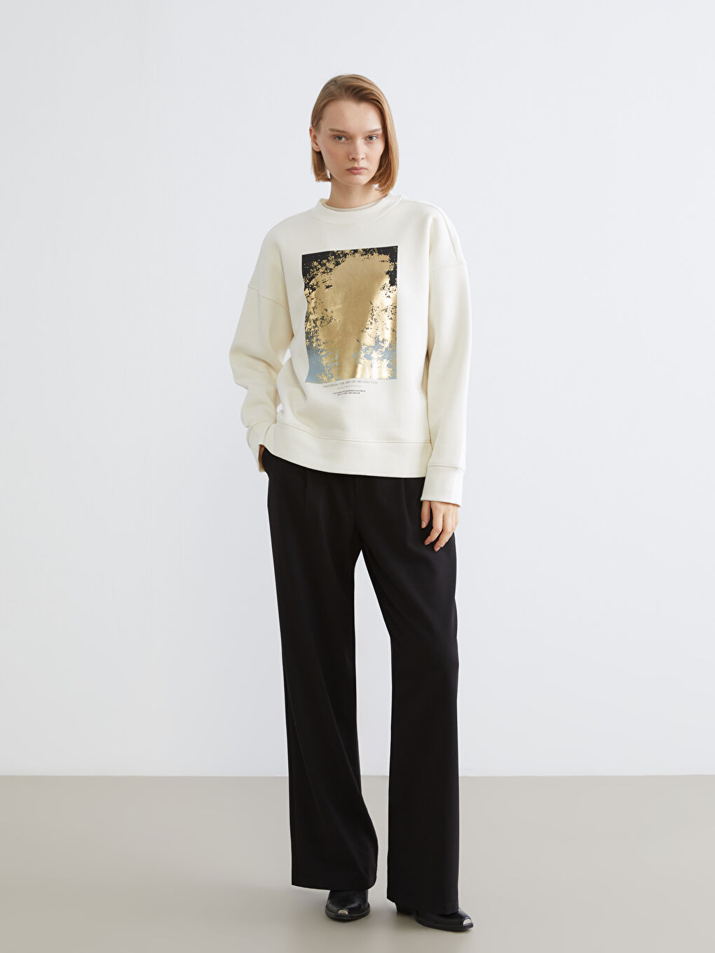 Crew Neck Printed Women's Thick Sweatshirt-2