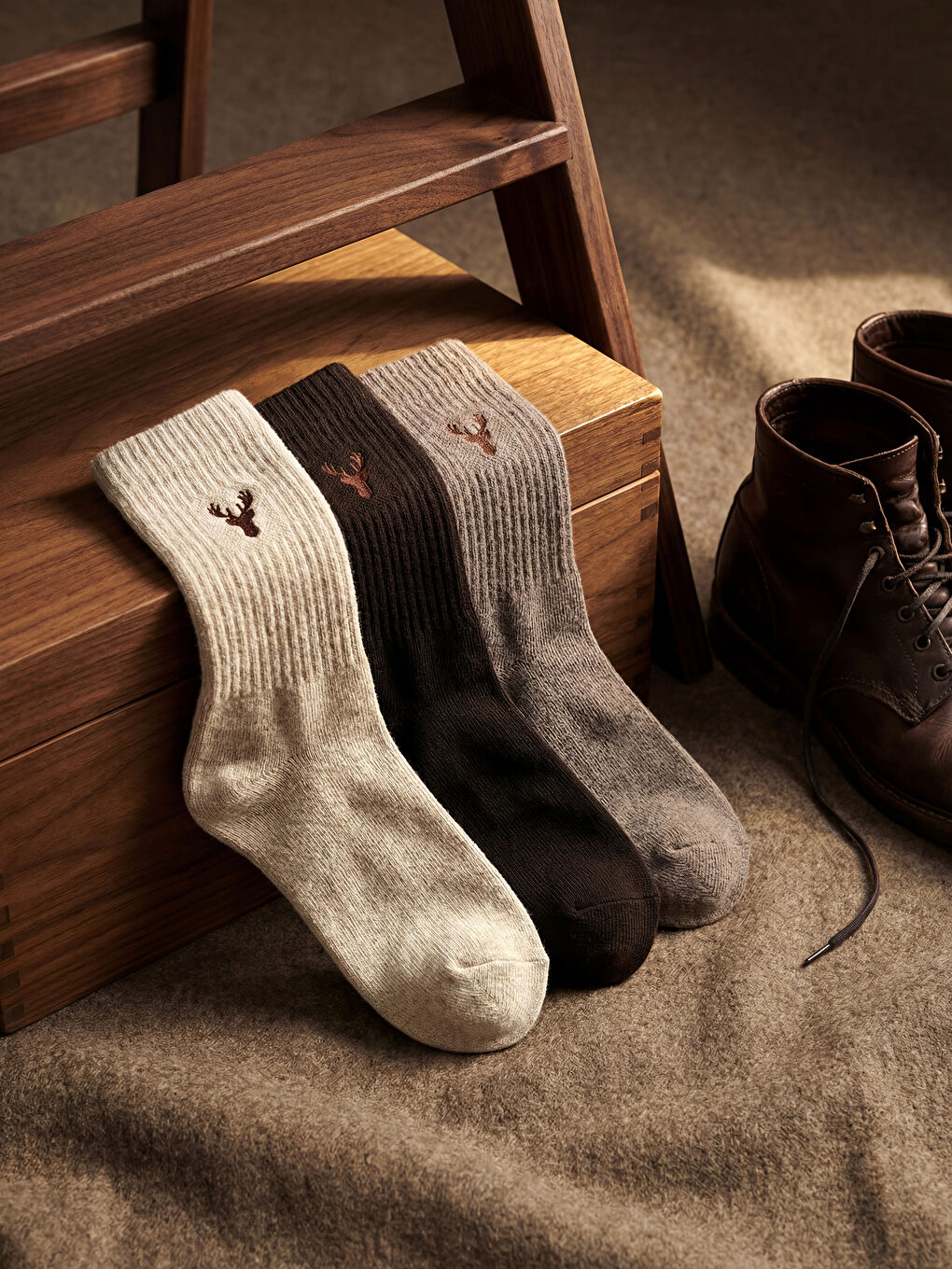 Bej Erkek Soket Havlu Çorap 3'lü