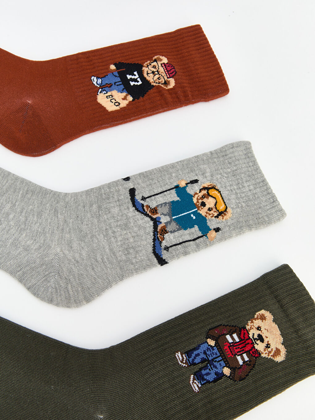 ტედი დათვი ნაბეჭდი მამაკაცის ტერფის წინდები 5-ცალიანი პაკეტი-1