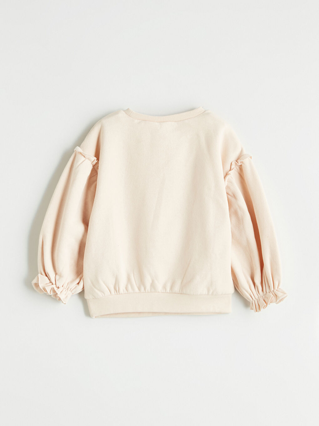 Bej Minnie Mouse Baskılı Kız Çocuk Kalın Sweatshirt-1