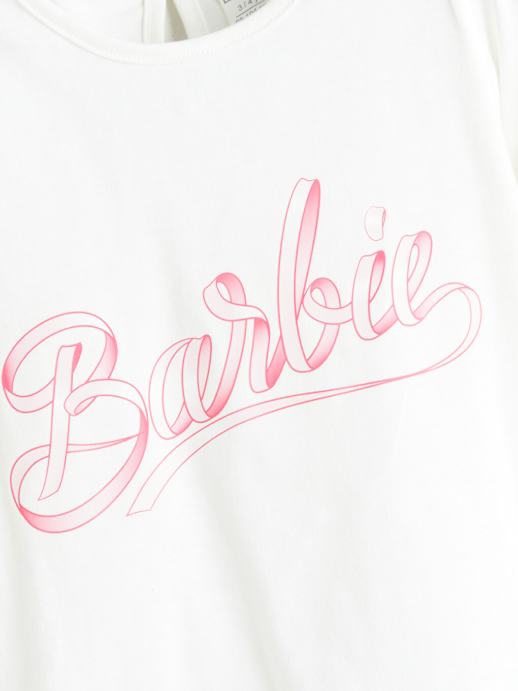 Beyaz Barbie Fırfırlı Kız Çocuk Tişört-1