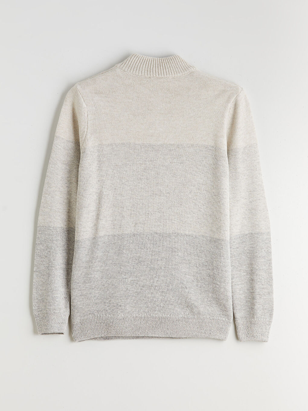 Gri Dik Yaka Uzun Kollu Erkek Triko Kazak-11