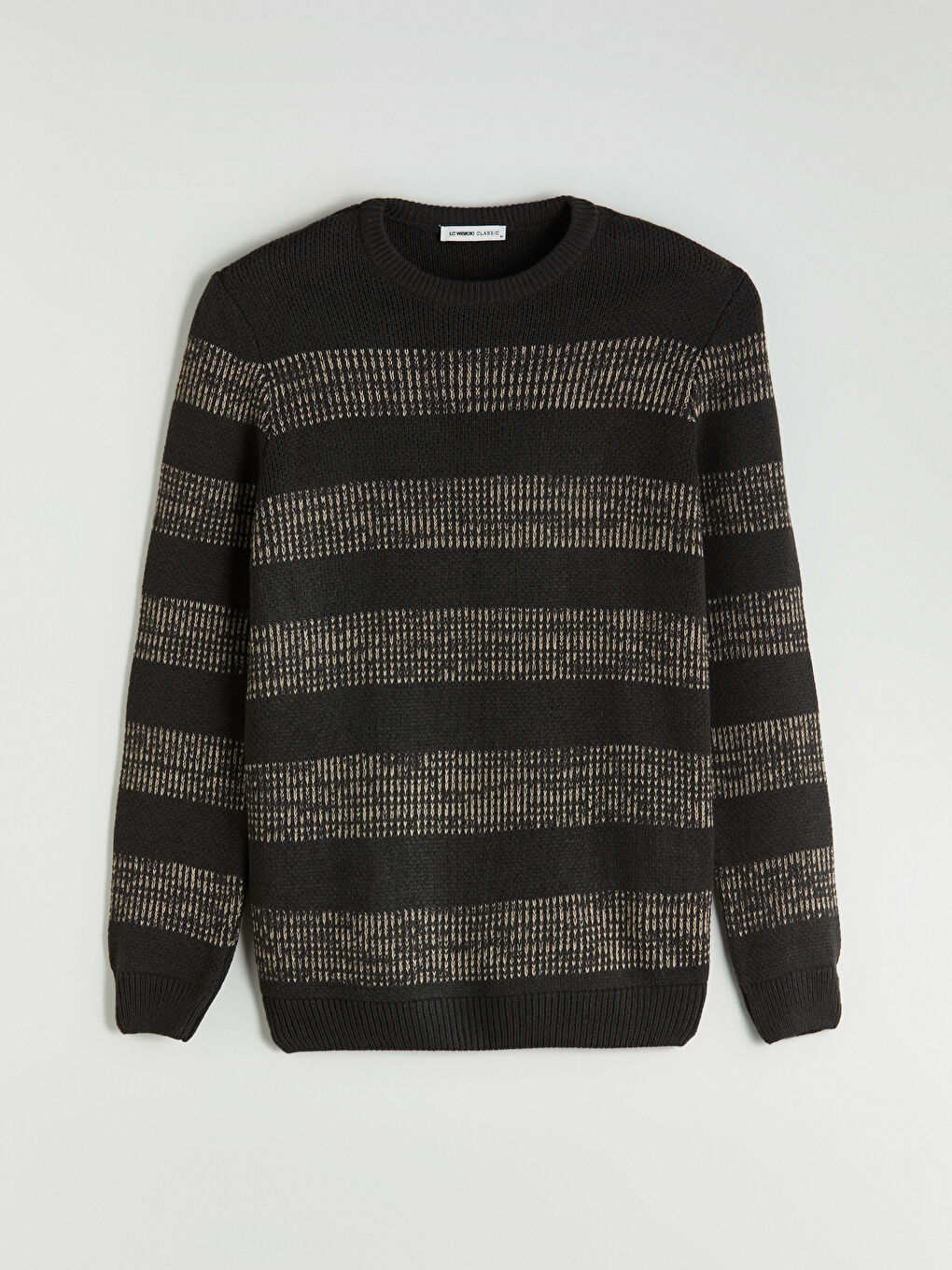 Haki Bisiklet Yaka Çizgili Erkek Triko Kazak-4