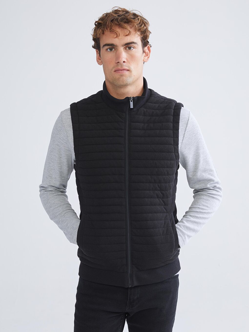 Regular Fit Funnel Neck Men's Knitwear Waistcoat-1