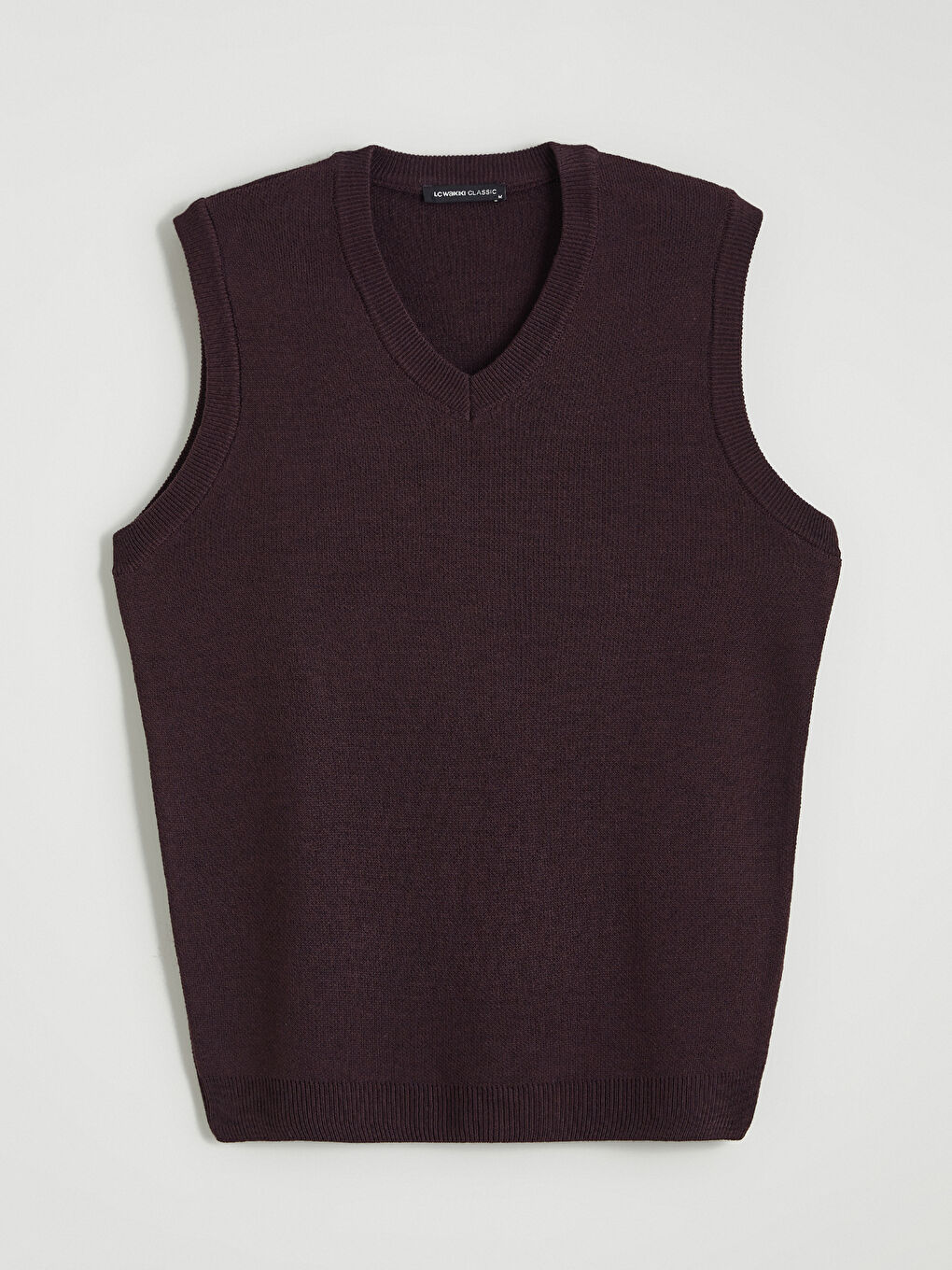 Bordo Standart Kalıp V Yaka Erkek Triko Süveter-4