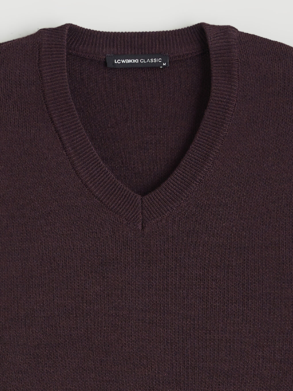 Bordo Standart Kalıp V Yaka Erkek Triko Süveter-5