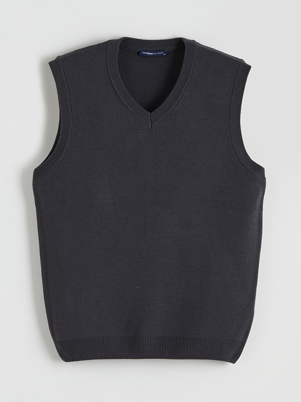 Antrasit Standart Kalıp V Yaka Erkek Triko Süveter-4