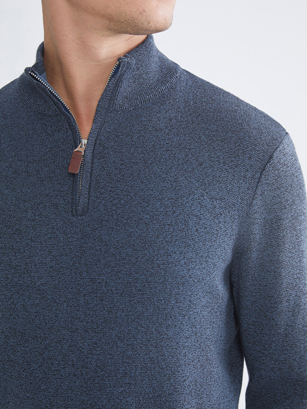 Petrol Dik Yaka Erkek Triko Kazak-2