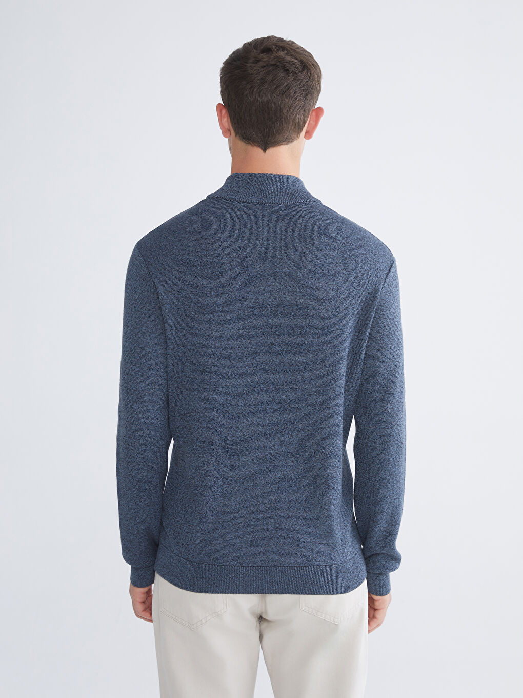 Petrol Dik Yaka Erkek Triko Kazak-3