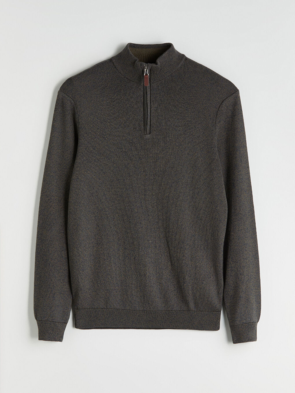 Haki Dik Yaka Erkek Triko Kazak-4