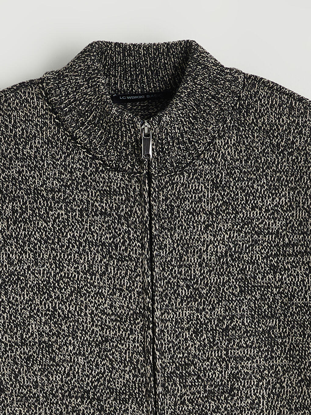 Kahverengi Standart Kalıp Dik Yaka Erkek Triko Hırka-5