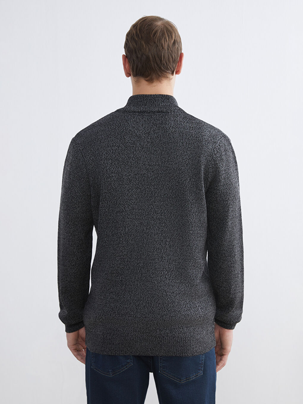 Regular Fit Funnel Neck Men's Knit Cardigan-3