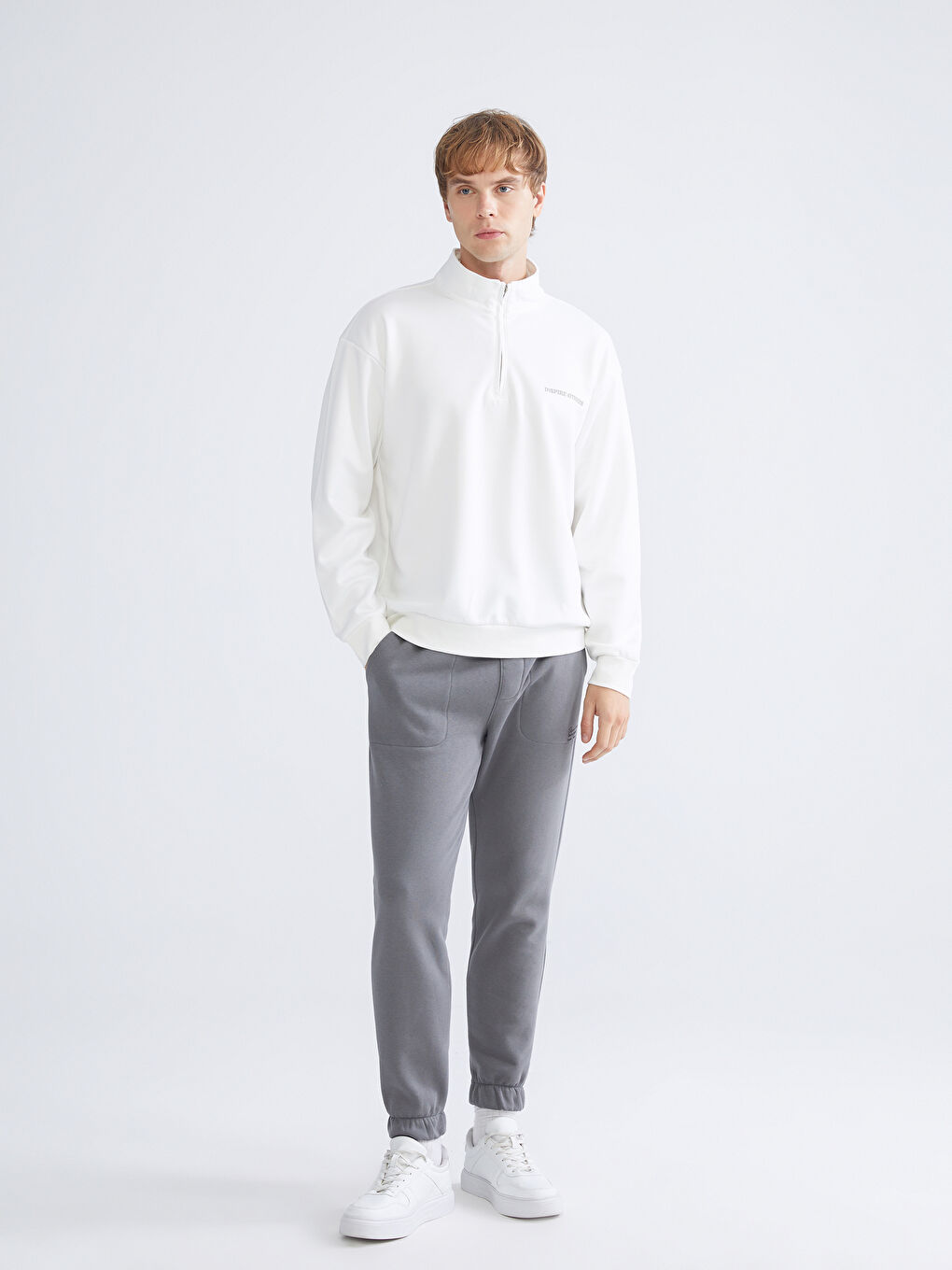 Funnel Neck Printed Men's Sweatshirt-1