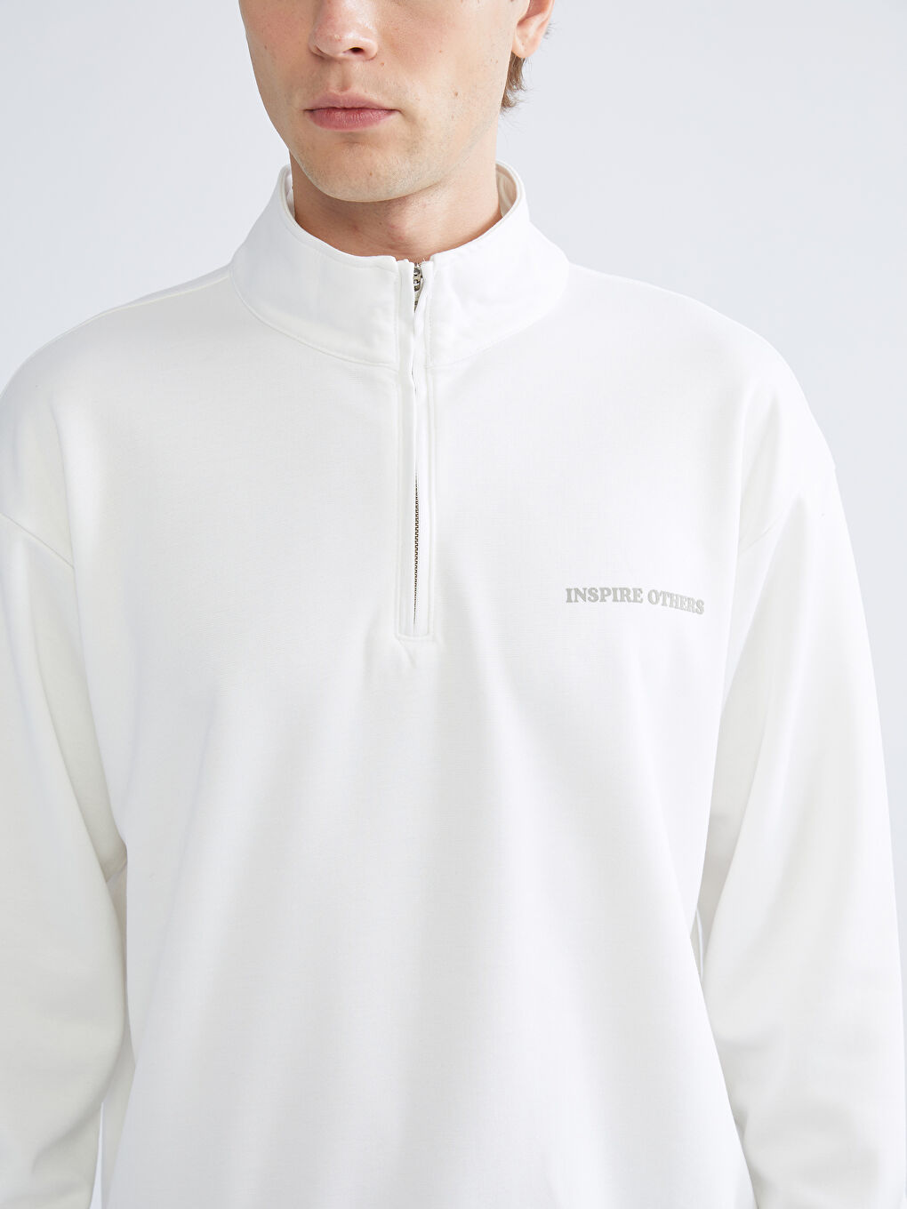 Funnel Neck Printed Men's Sweatshirt-2