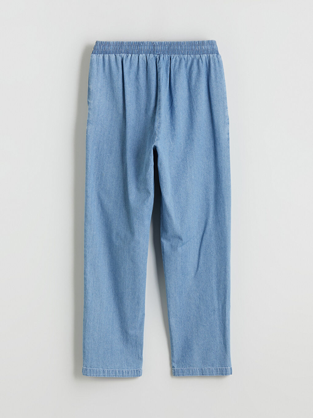 İndigo Beli Lastikli Carrot Fit Kadın Jean Pantolon-3