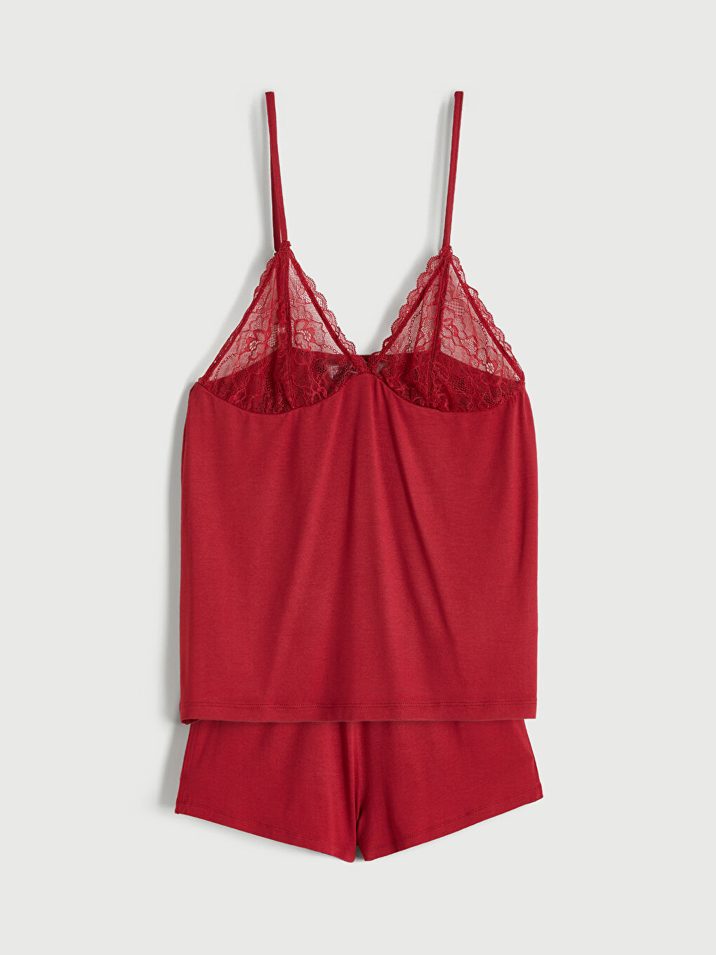 Kratka pidžama komplet sa čipkastim detaljima i V izrezom za Ženski