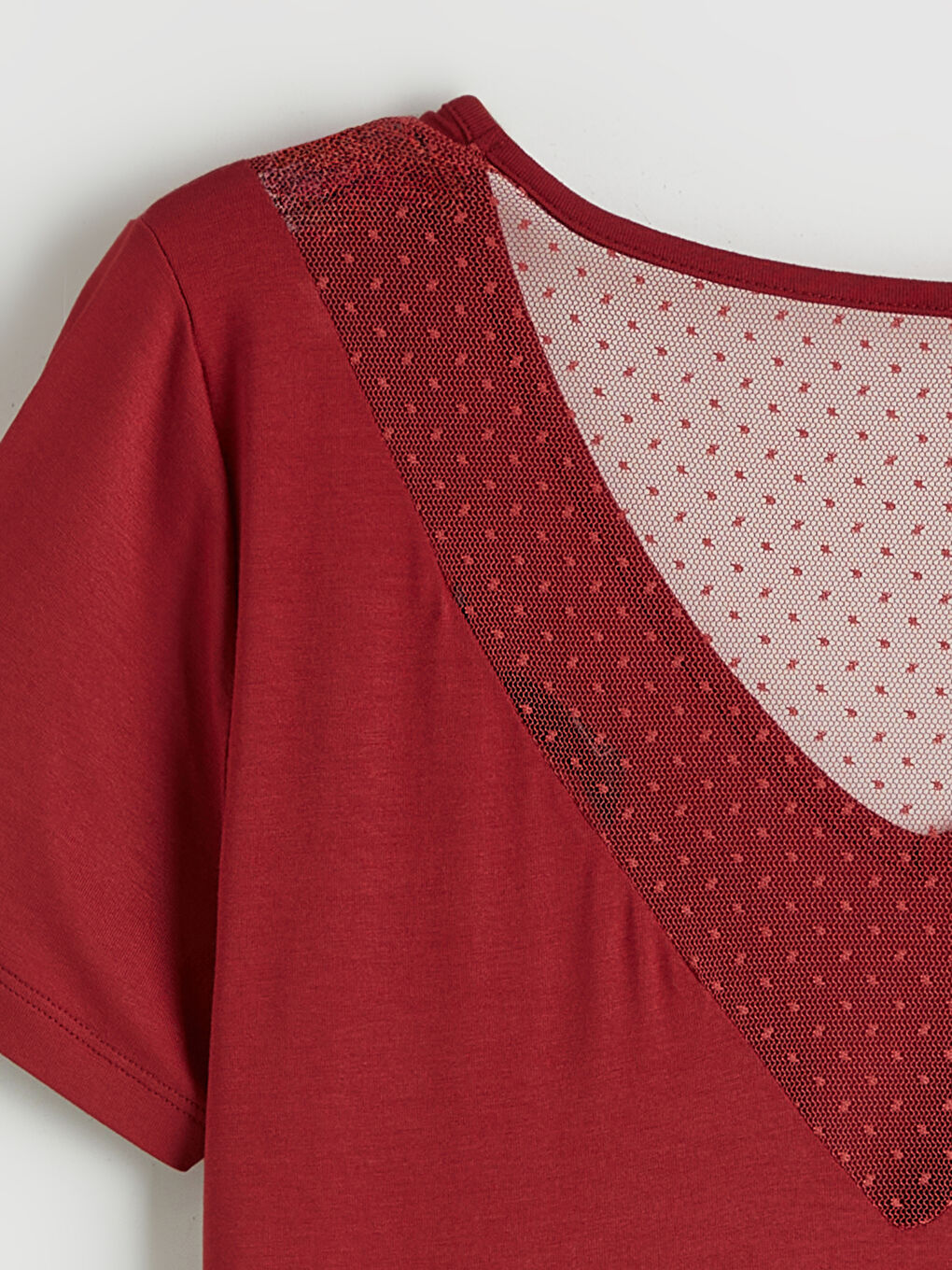 Kırmızı V Yaka Dantel Detaylı Kadın Pijama Takımı-2