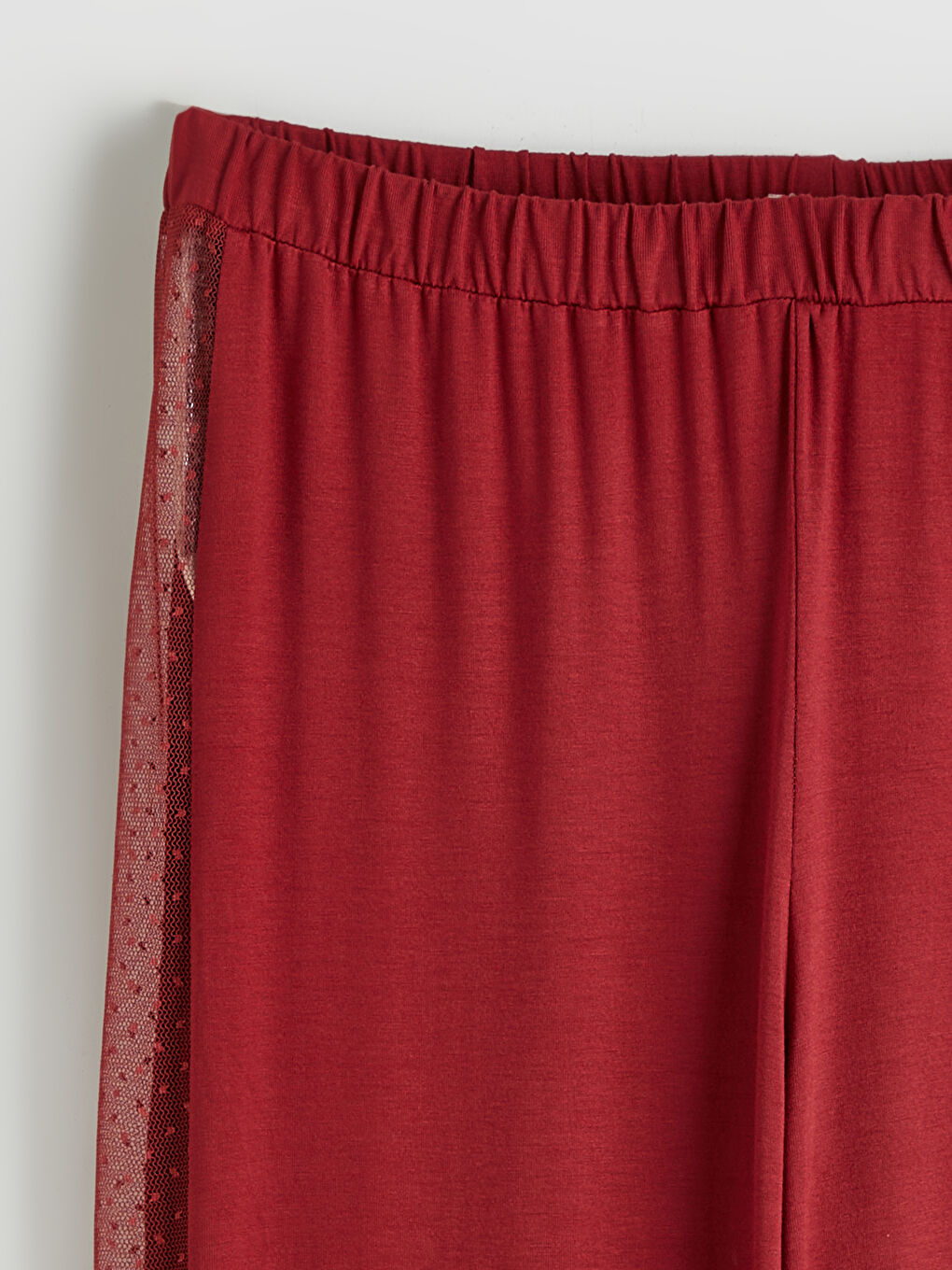 Kırmızı V Yaka Dantel Detaylı Kadın Pijama Takımı-4