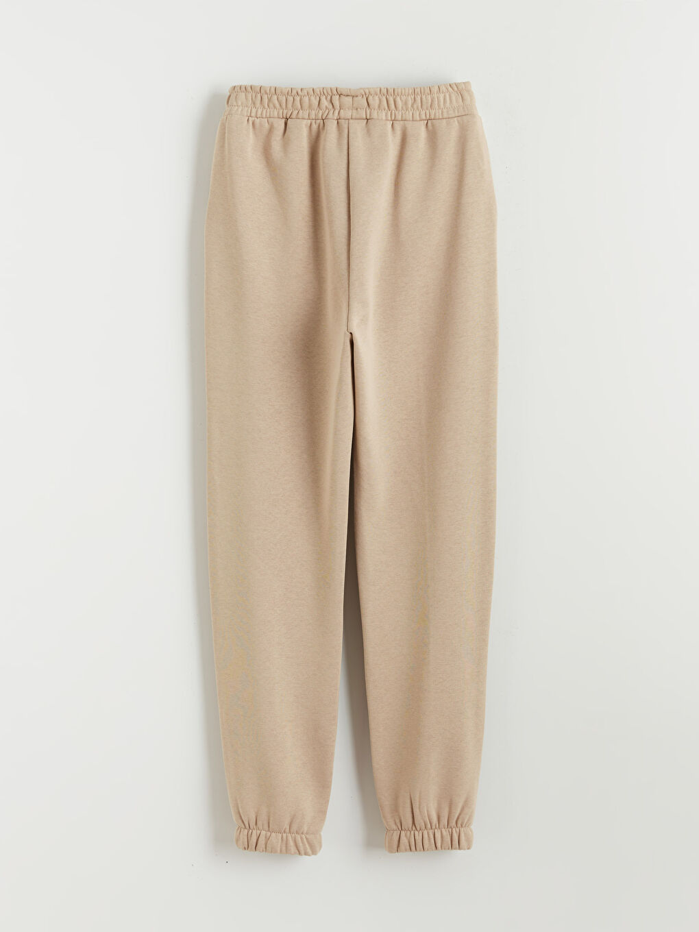 Bej Beli Lastikli Kız Çocuk Kalın Jogger Eşofman Altı-1