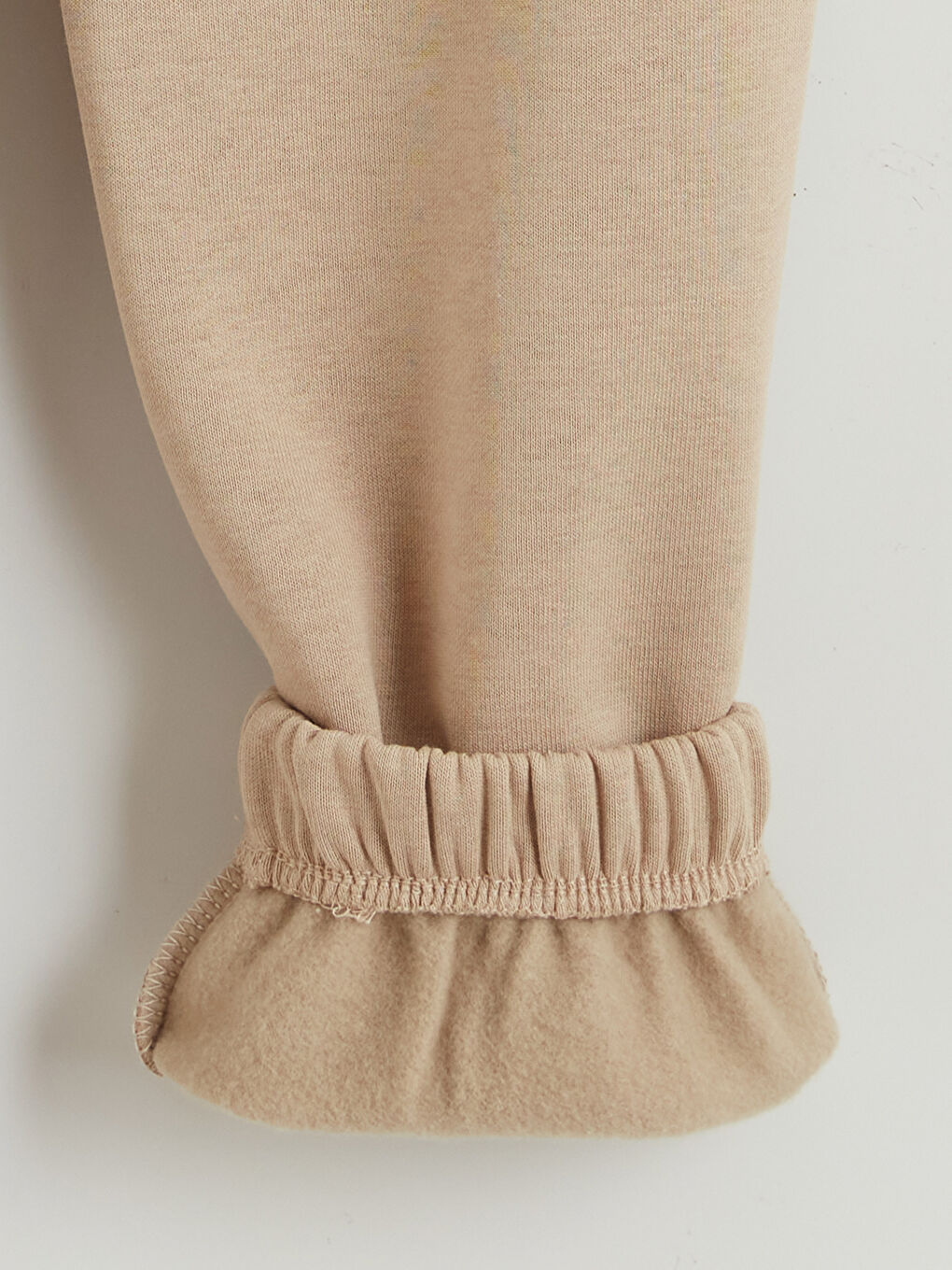 Bej Beli Lastikli Kız Çocuk Kalın Jogger Eşofman Altı-3