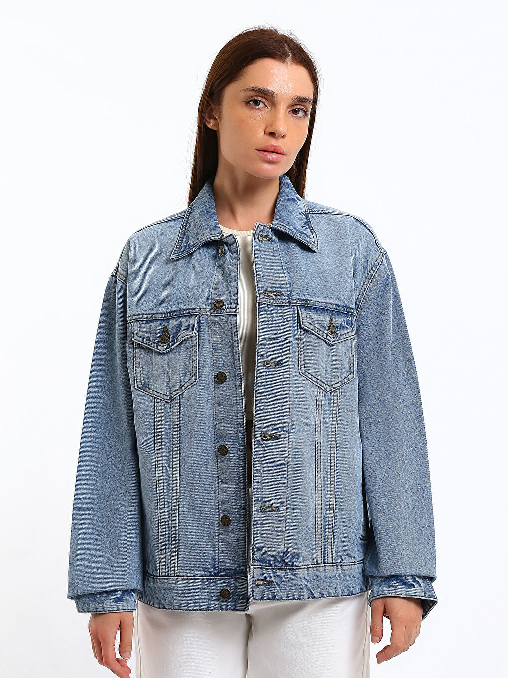 Collared Neck Women's Denim Jacket