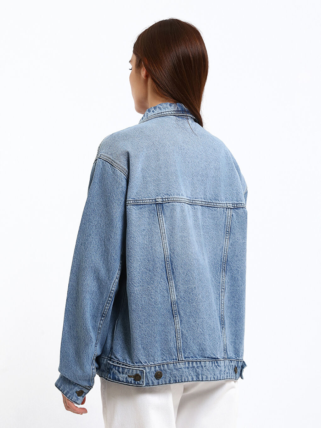 Collared Neck Women's Denim Jacket-4