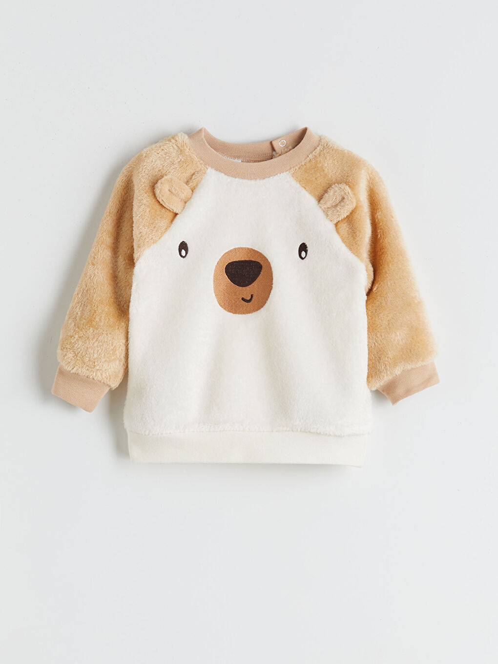 Bej Bisiklet Yaka Erkek Bebek Sweatshirt ve Tayt-1