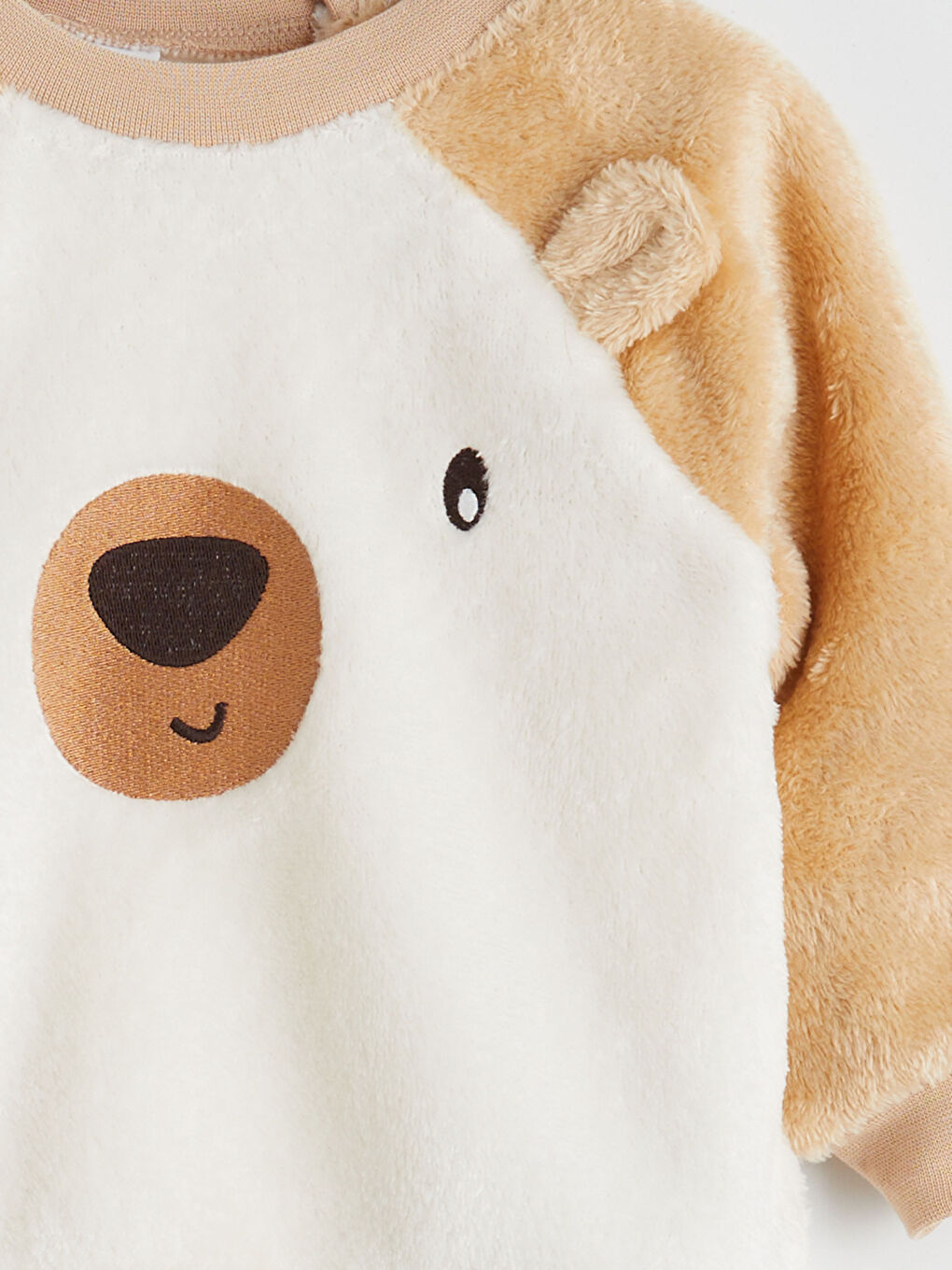 Bej Bisiklet Yaka Erkek Bebek Sweatshirt ve Tayt-5