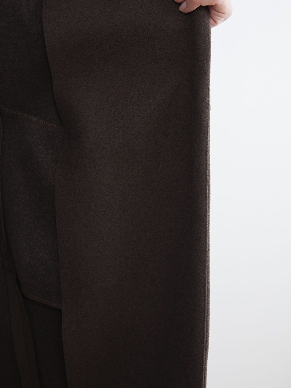 Kahverengi Ceket Yaka Kadın Kaşe Kaban-2